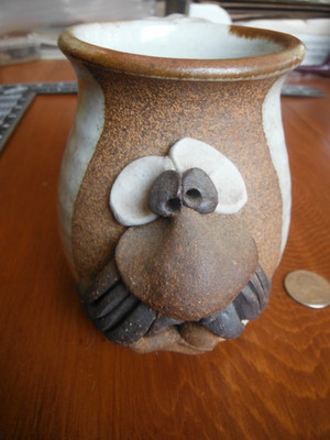 Vintage 1970s Art Pottery Funny 3D Face  Stoneware Father's Day Coffee Cup Mug