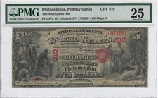 1865 $5 Original FR#397b MECHANICS NB Philadelphia PA CH#610 PMG VF25 Nice Type
