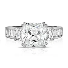 Sterling Silver 925 Plated Women's CZ Princess Cut Eternity Wedding Band Ring