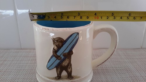 SF Mercantile I LOVE YOU CALIFORNIA Bear Hug Pottery Mug Raised Bear EUC - Picture 4 of 12