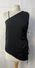 Women's XS Black One Shoulder Top Sleeveless Open Edit New
