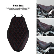 Driver Solo Seat Red Stitching For Harley 06-2017 Deluxe FLSTN Heritage Softail