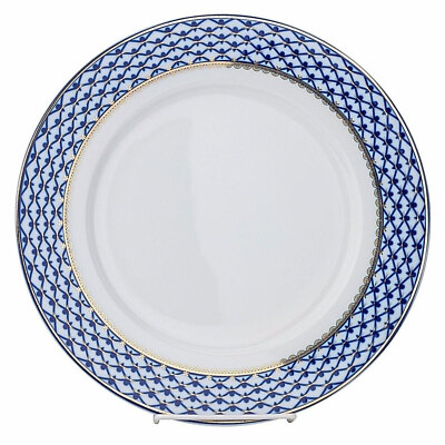 1 Russian Cobalt Blue Net Dinner Plate 10'' Saint Petersburg - 24K Bone China