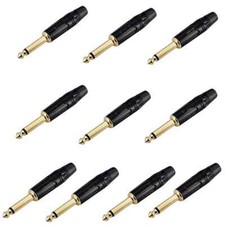 10Pcs 1/4" Male Stereo TRS Audio Guitar Cable Plugs 6.35mm Connector Adapter