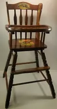MI) Vintage Wooden Baby Feeding High Chair Furniture with Removable Tray 