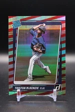 Triston McKenzie, Guardians, 2021 Donruss Rated Rookie, 0279/2021 Red Stripe #50