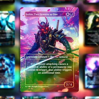 MTG Isshin, Two Heavens as One | FOIL | Commander Proxie | Premium Blue Core