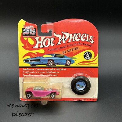 1993 Hot Wheels PINK BEATNIK BANDIT 25th Anniversary w BUTTON