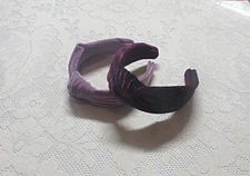 Handmade Retro Preppy Top Knot Plum Or Lavender Purple Velvet Headband 2 Colors