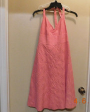 J.CREW 100% Textured Cotton Lined Halter Neck Dress, Orange (Size 2)