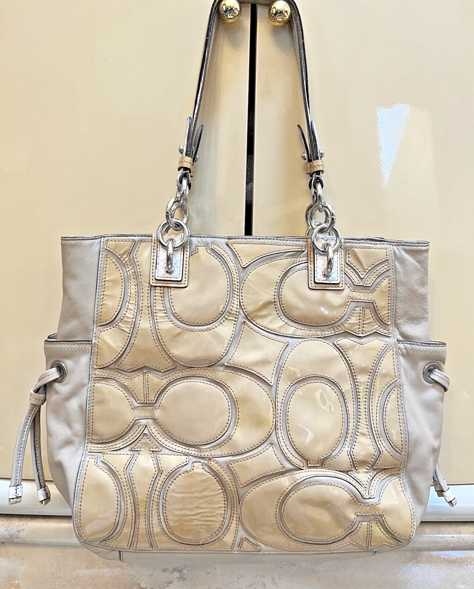 Coach Vintage Y2K Colette Signature Overlay Putty Leather Hand Bag  