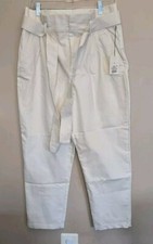 A New Day Womens Stretch Wide Leg Belted Pants Size 12 Cream 569665