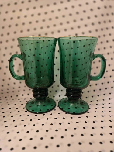 1960s Libbey Teardrop Juniper Coffee/Irish Mugs 22k rim