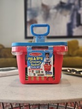 Melissa  Doug Fill  Roll Grocery Basket Playset With Play Groceries 11 Pieces