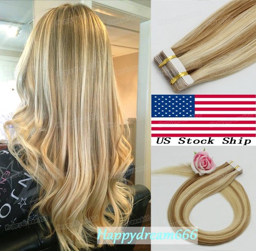 Seamless Tape in Hair Extensions Skin Weft Brazilian Remy Human Hair Straight US - Picture 81 of 86