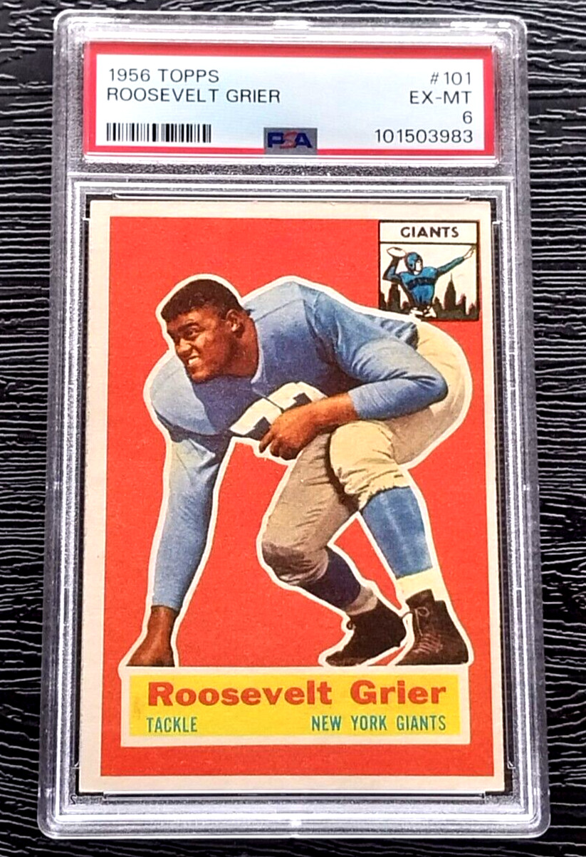 1956 TOPPS ROOSEVELT GRIER ROOKIE FOOTBALL CARD #101 ROSEY *AMAZING* PSA 6 EXMT
