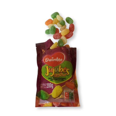 200g Assorted SWEET FRUIT JELLY GUMMY Sliced Sugar Sanded  Candy- DAINTEE JUJUBS