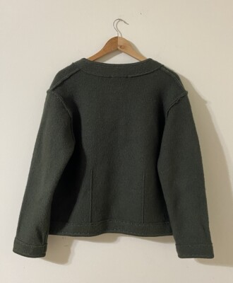 Jillian Jones 100% Wool Olive Green Cardigan Sweater/Jacket Size
