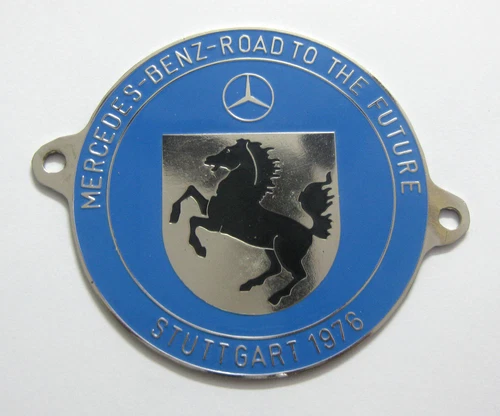 CAR BADGE -MERCEDES BENZ STUTTGART 1976 CAR GRILL BADGE EMBLEM LOGOS METAL ENAML