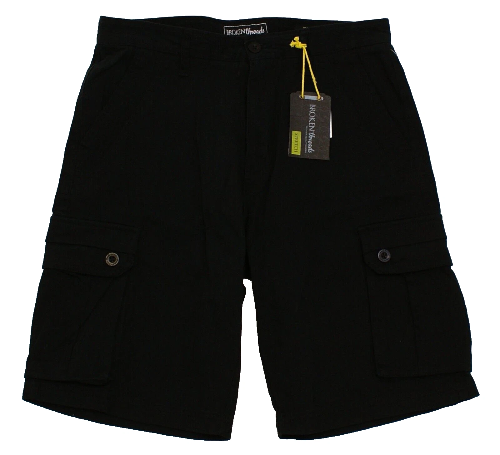 Broken Threads 32 Black Cargo Shorts Cotton Stretch Fabric