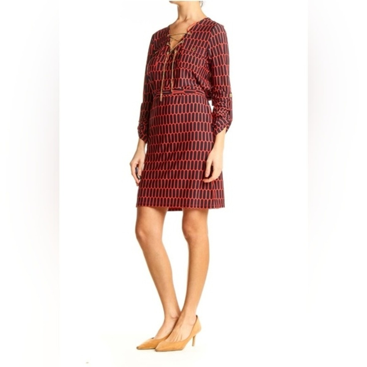coral dress with rose gold shoes Sunny Forecast Shift Dress In Coral
