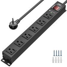 CRST 6-Outlet Heavy Duty Power Strip Surge Protector, 6 FT Power Cord/14AWG