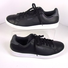 Puma Smash Perforated C Mens Black White Shoes Skate Sneakers 366245 01 Size 8