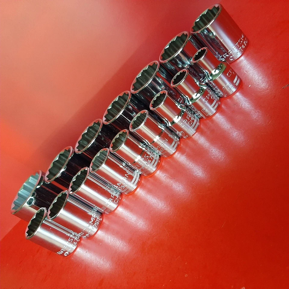 NEW CRAFTSMAN TOOLS 16 Piece 1/2" Drive Shallow SAE 12 Point Socket set - Image 4 of 4