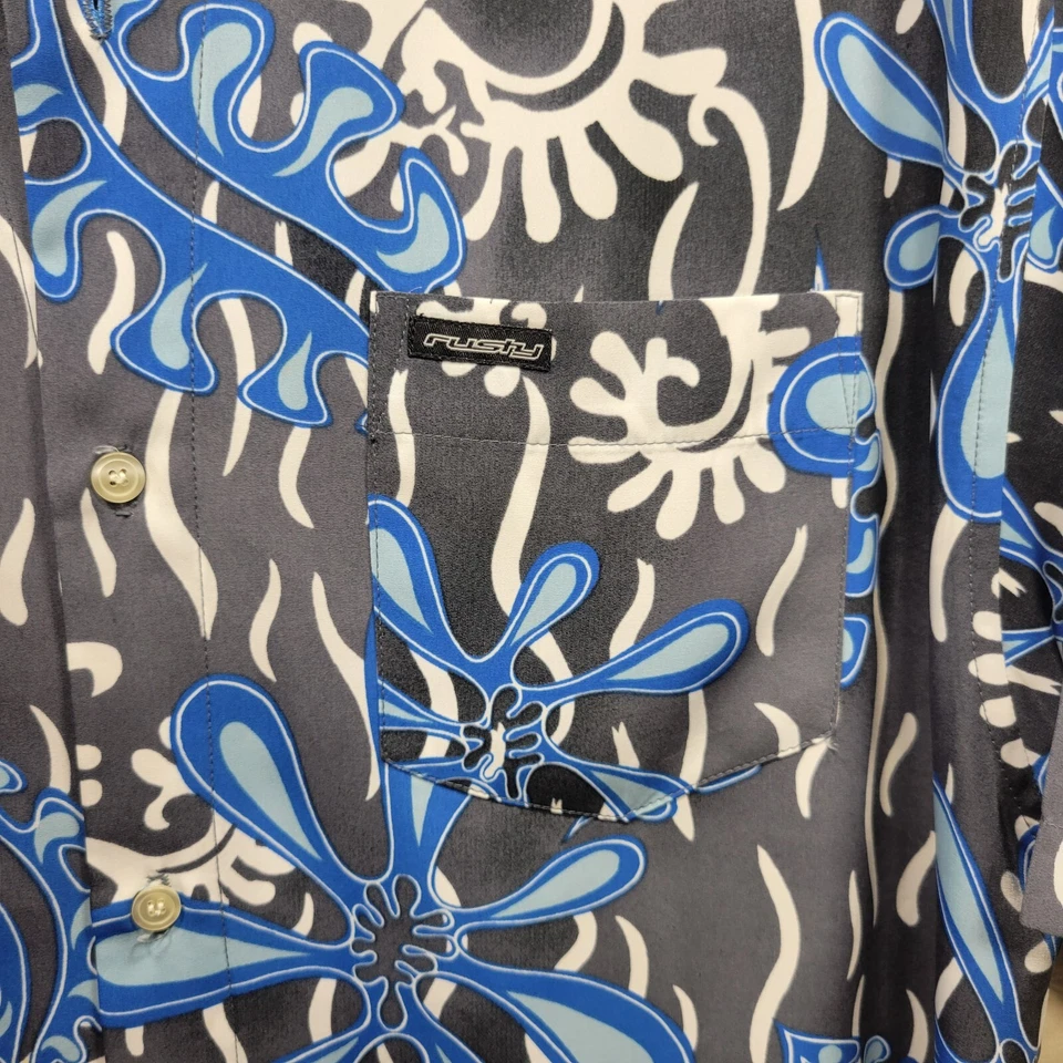 Rusty Button Up Blue Shirt Men's Size XL Abstract Print - Image 3 of 4