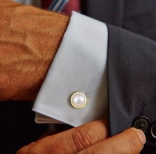 Natural Pearl Gemstone 18k Gold Plated 925 Sterling Silver Cufflinks For Men's