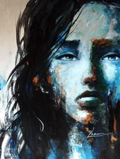 ORIGINAL Portrait ART acrylic painting MODERN Woman Expressionist Emotional FACE