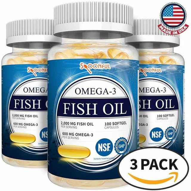 Omega 3 Fish Oil 2000 mg Capsules Rapid Release Burpless Softgels NSF