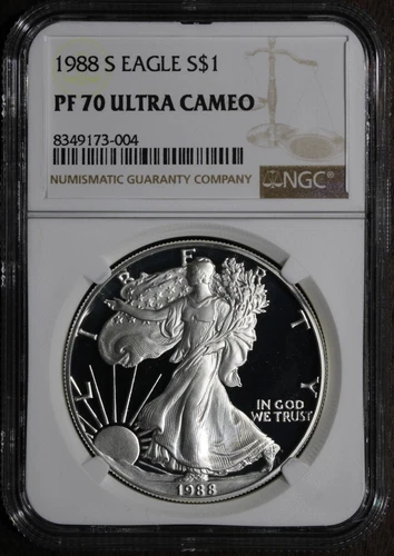 1988-S (PF70 Ultra Cameo) 1 oz Proof American Silver Eagle $1 NGC