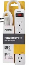 Prime Wire PB801124 6-Outlet Power Strip with 14-3 SJT 3-Feet Cord White