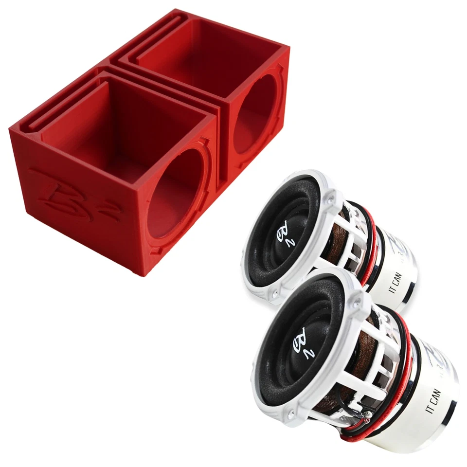 Dual Ported Subwoofer Box Enclosure w/2x B2 Audio Rampage RC2 2" Mini Subwoofers - image 3 of 4