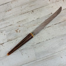 Vintage Knife Made In USA Stainless Serrated Faux Antler Handle 13โ