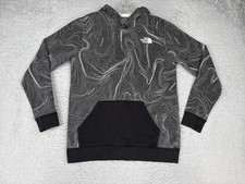 The North Face Hoodie Boys 18-20 Gray Topo Map Graphic Fleece Pullover Pocket