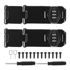 Password Rotary Hasp Locks Bi-fold 3-Digit Cabinet Locks 6" Black 2Set