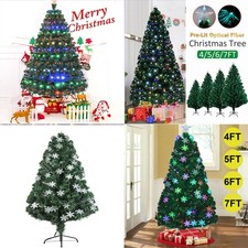 Pre Lit Fiber Optic Christmas Tree LED Lights Artificial Xmas Holiday 4/5/6/7FT
