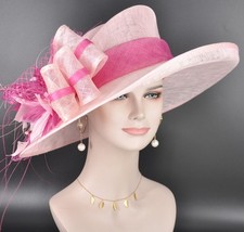 Pink w Hot Pink Kentucky Derby Hat, Royal Ascot Hat, Tea Wedding Party Hat