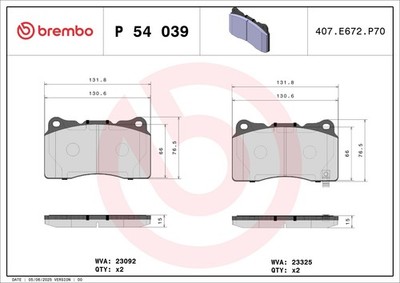BREMBO Bremsbelagsatz Scheibenbremse PRIME P 54 039 für MITSUBISHI HONDA LANCER