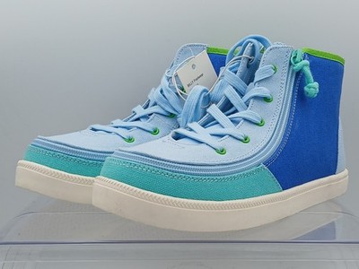 Billy Footwear Kids Haring High Top Zipper/Lace Sneakers Blue/Lime