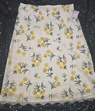 Wild Fable Women's Large Lined Yellow Flower Easter Spring Floral Midi Skirt