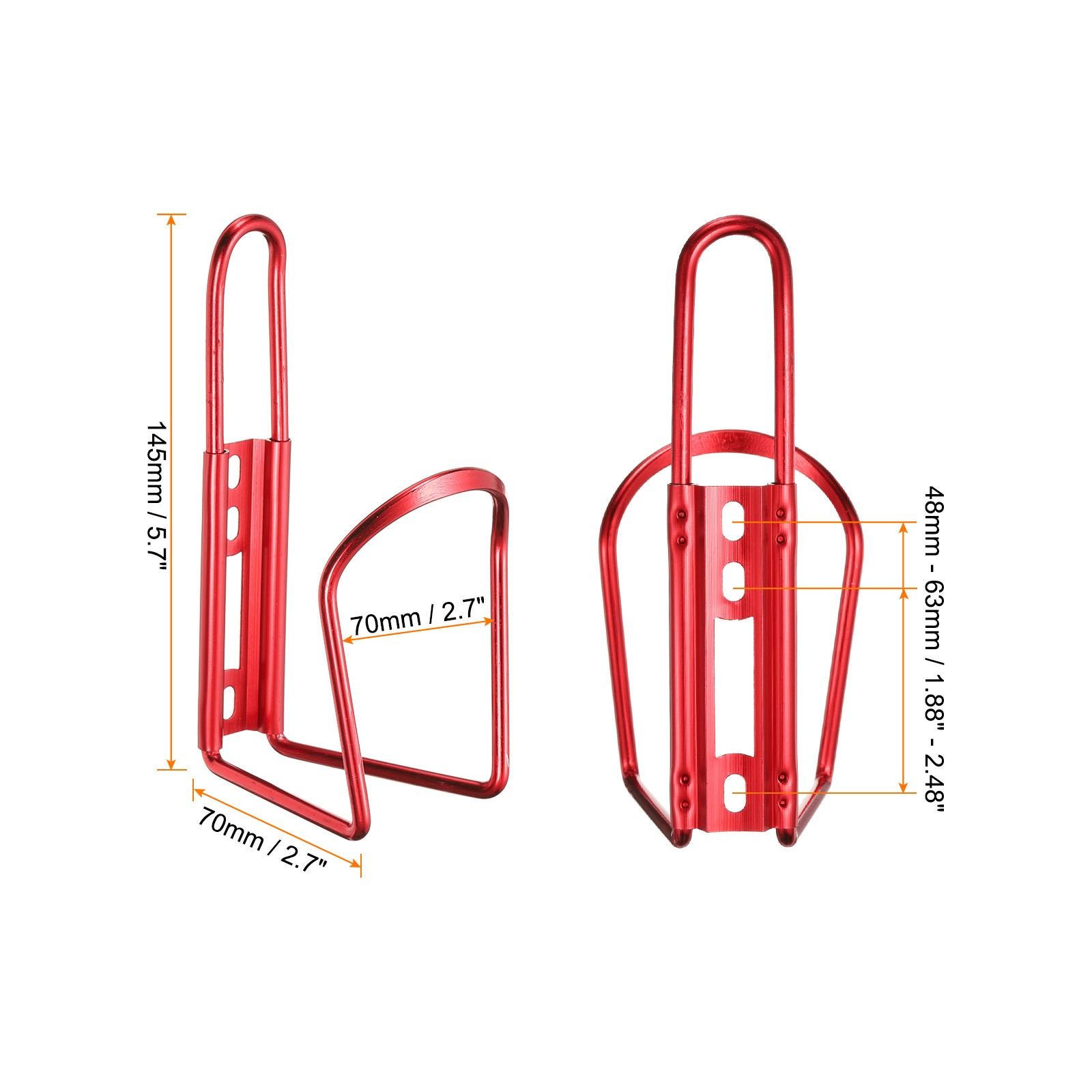 2pcs Bike Water Bottle Cage Ultralight Aluminum Holder with Hardware, Red