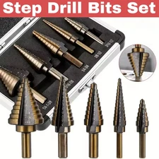 5Pcs HSS Cobalt Hole Large Metal Step Drill Bit Set Titanium Cutter Cone 50 Size