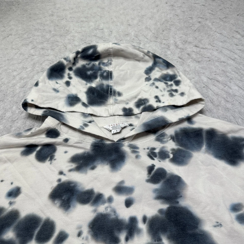 Sudadera con Capucha Danskin Gris Blanco Tie Dye Polar Mujer Talla Grande L Foto 4 de 4