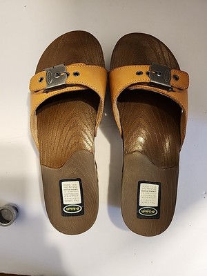 Dr Scholl's Original 2.0 Series Womens Sandals Size 6 Tan Faux Wood Comfort Heel