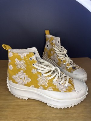 Converse Run Star Hike Platform Tonal Embroide Boot, A02231C Gold Sz 9M/10.5W