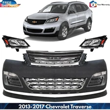 Front Bumper Cover Fascia & Head Light Assembly For 2013-2017 Chevrolet Traverse