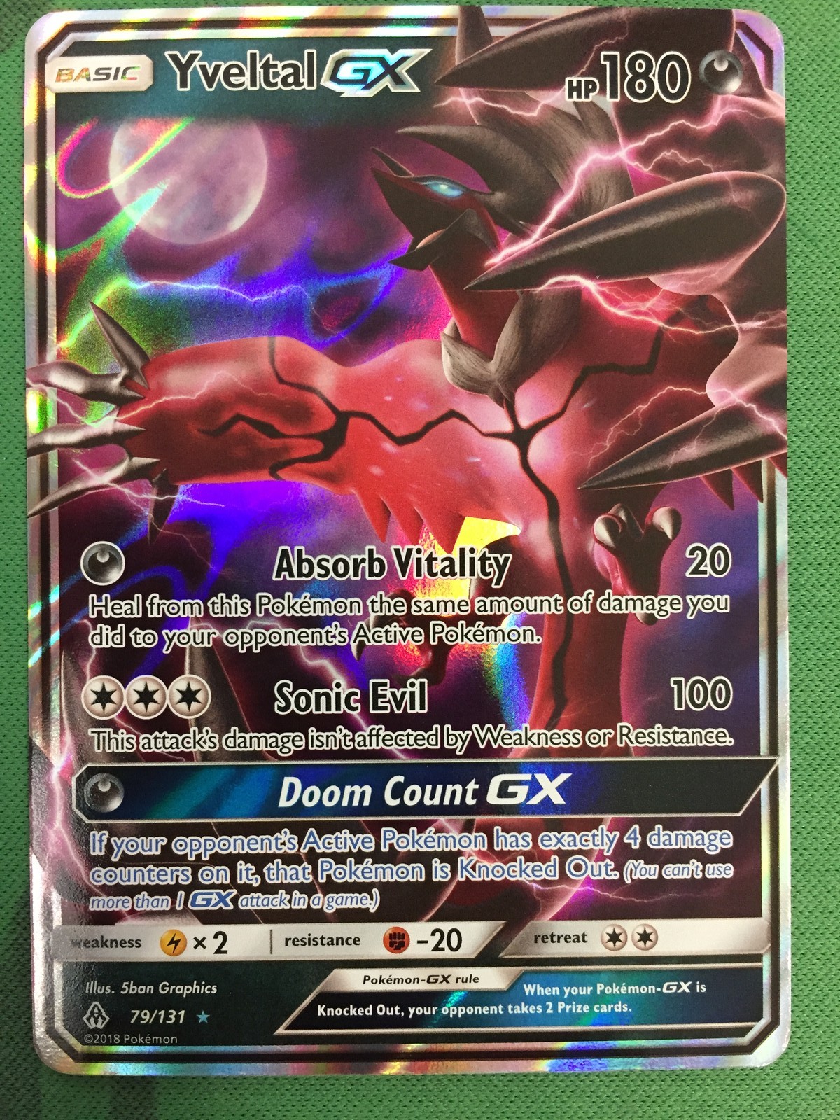 1x Yveltal GX - 79/131 - Ultra Rare Lightly Played Pokemon SM06 - Forbidden Ligh